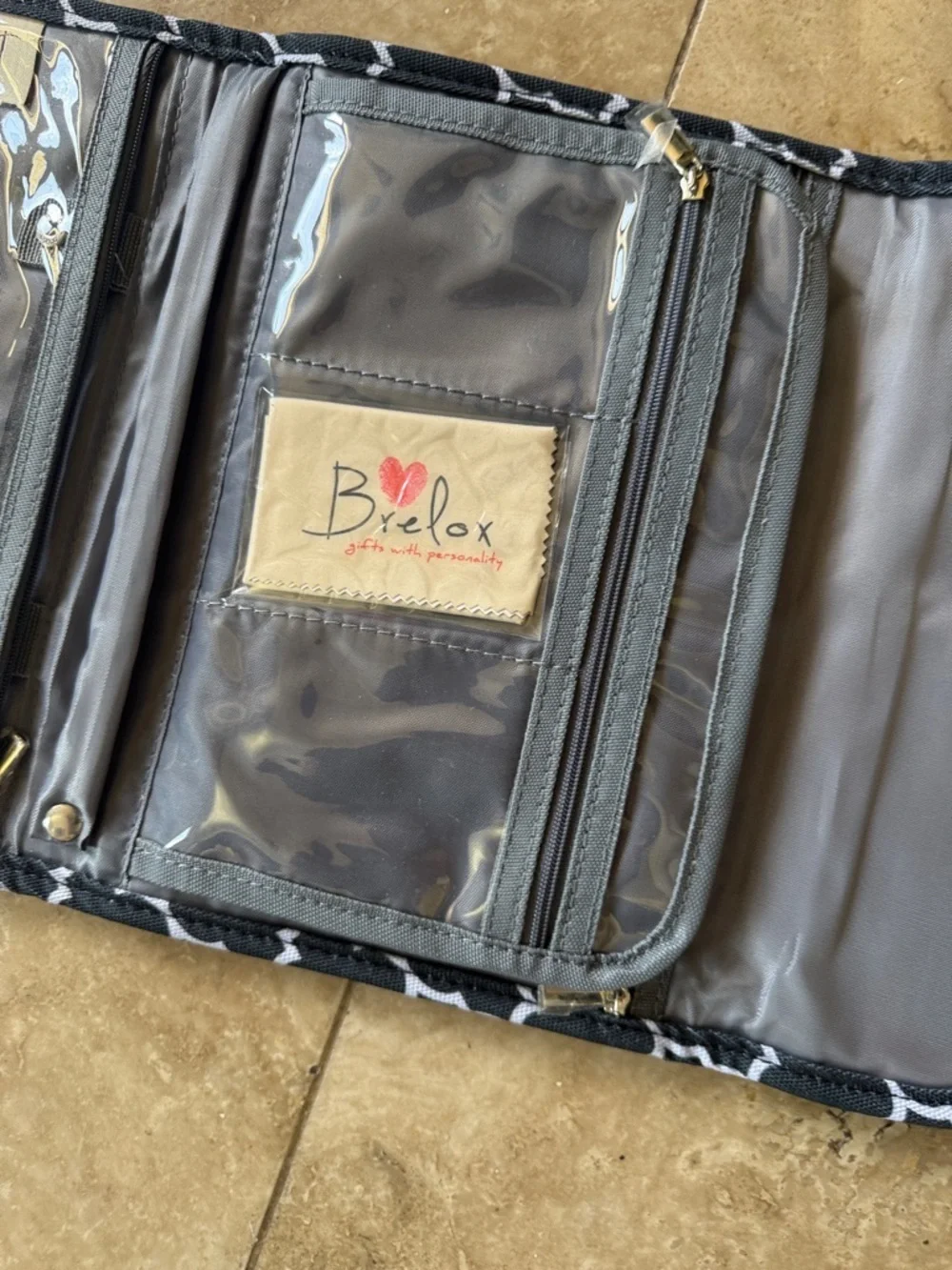 BRELOX ladies travel bag NWOT Navy and white mini compartments